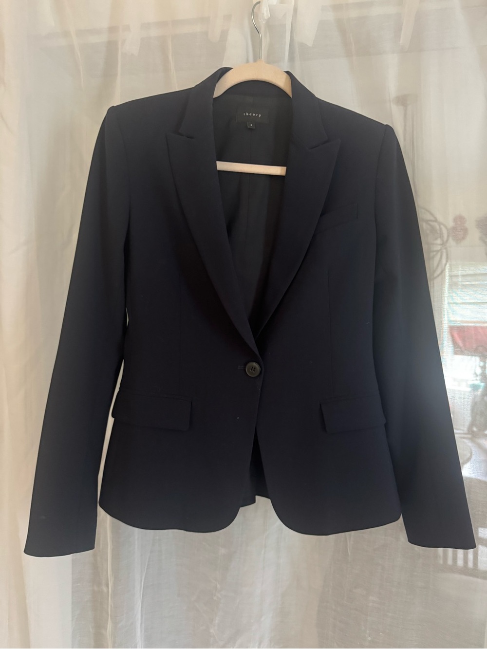 Theory Women's Navy Single-Button Tailored Blazer